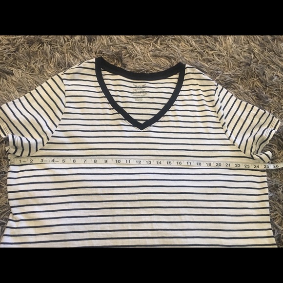 🖤FADED GLORY Black/White Striped T-Shirt - Picture 5 of 7